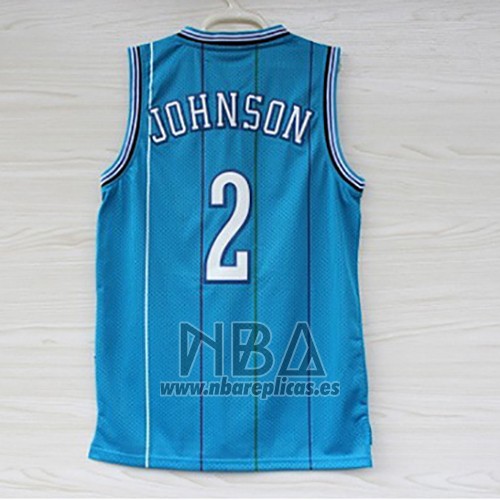 Camiseta Charlotte Hornets Larry Johnson NO 2 Retro Azul